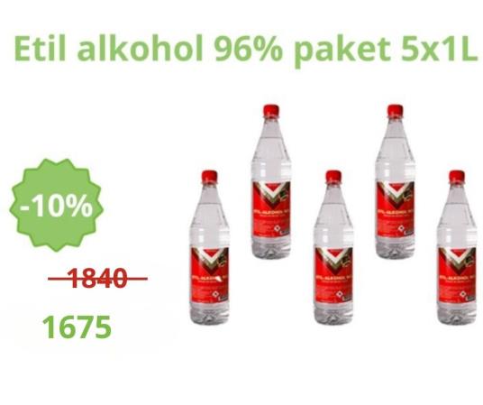 Etil alkohol 96% 1L| 5 kom
